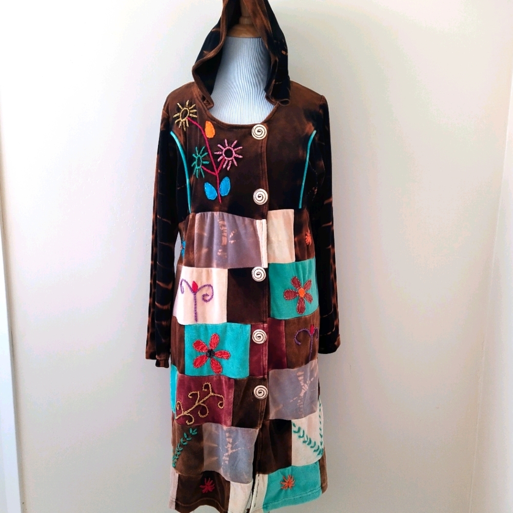 Cotton Tie Dye Patched Sweater Tunic